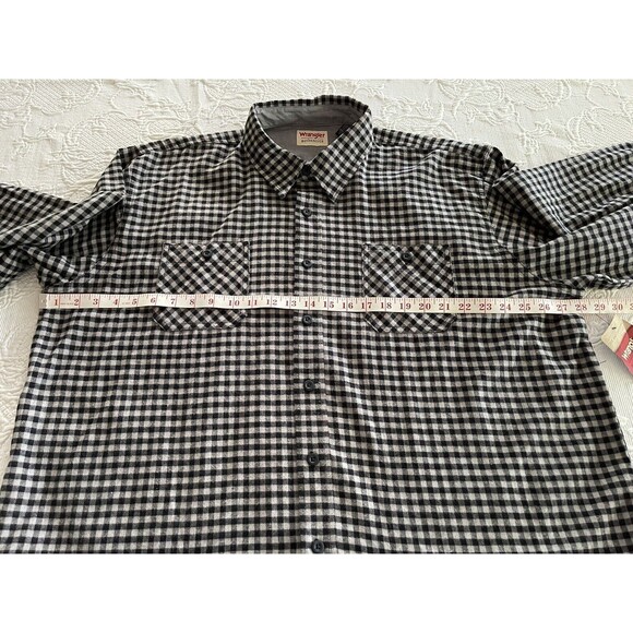 Wrangler Authentics Flannel Plaid Shirt LS Black / Gray 100% Cotton Mens 2XL NWT - Picture 3 of 11